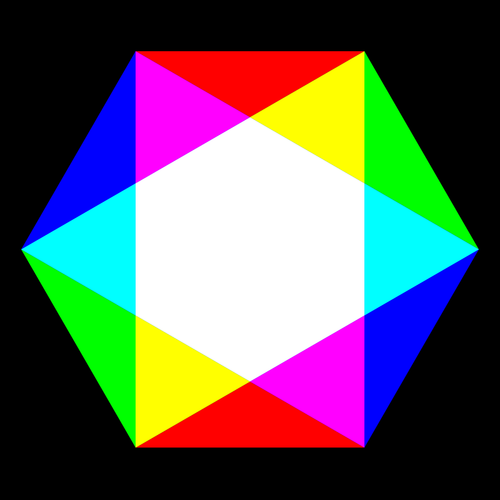 Värikäs kuusikulmion vektorikuva
