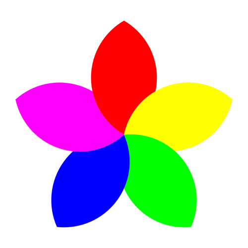 בתמונה וקטורית פרח 5 עלי כותרת צבעוניים