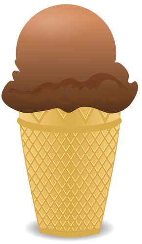 Векторное изображение шоколадного мороженого в половину конус