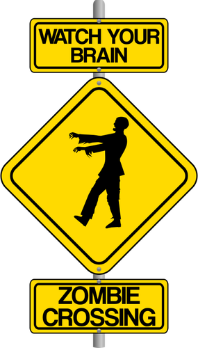 Vektorigrafiikka zombiristeys liikenteen varoitusmerkki
