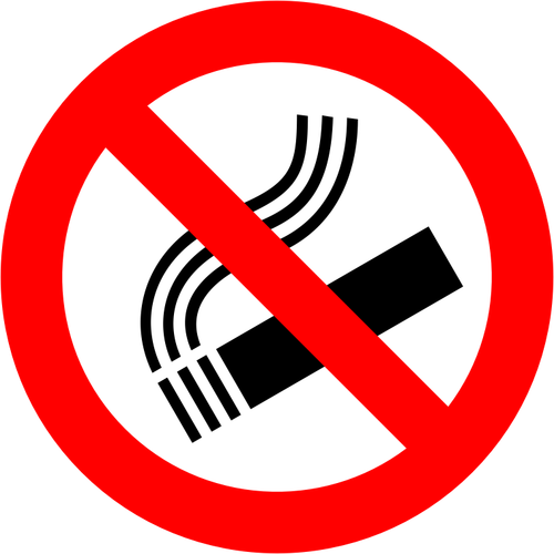 Vektorgrafik med lutas korsade cigarett rökning förbjuden-skylt