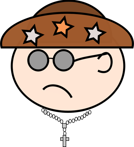 Vektor-Bild, Cartoon Charakter Mannes mit Kreuz Halskette