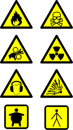 Výstražné symboly nebezpečnosti vektorový obrázek