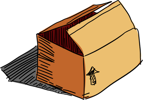Karton krabice od ruky vektorové kreslení