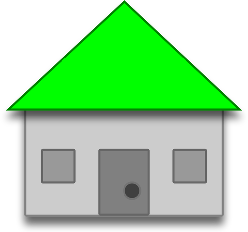 矢量图的绿色屋顶的房子