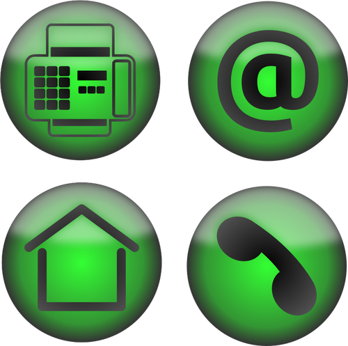 Clipart vetorial de quatro ícones verdes de contato