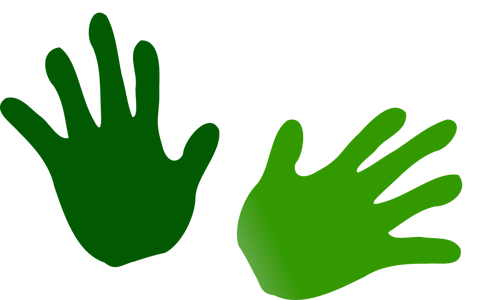 Groene handafdrukken