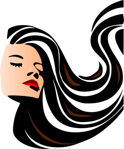 光沢のある長い髪を持つ女性のベクトル画像
