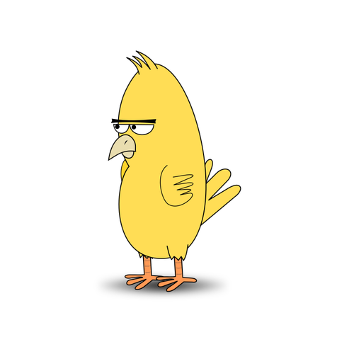 Gele komische vogel illustratie