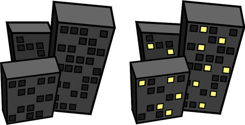 Vektorové kreslení nakloněné ploché bloků v noci