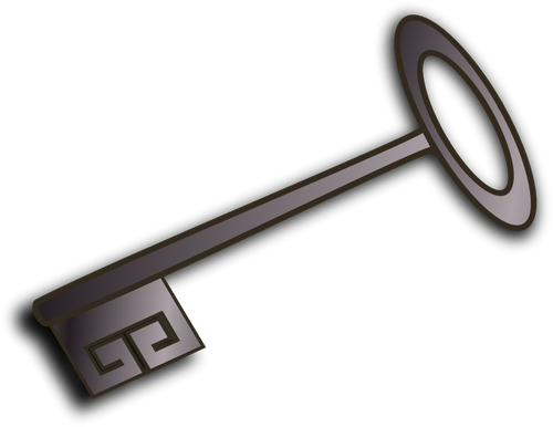 Vector illustraties van oude stijl deur sleutel met schaduw