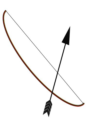 Foto van zwarte pijl en bruin boog
