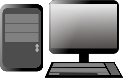 CPU komputer dan monitor vektor gambar
