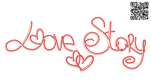Vektorritning kärlek berättelse banner med röda hjärtan