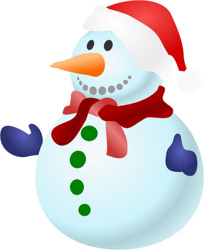Vector illustraties van gelukkig kleurrijke sneeuwpop met sjaal