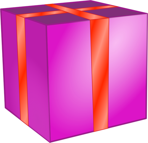 빨간 리본 벡터 클립 아트와 분홍색 사각형 상자