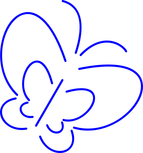 Blue line art vector image of a butterfly