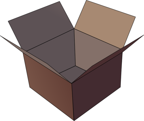 Vector afbeelding van donker bruin open kartonnen doos