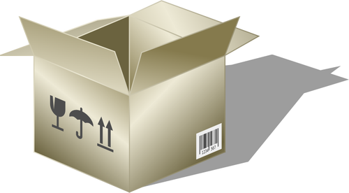 Embalaje caja de cartón con dibujo vectorial de código de barras