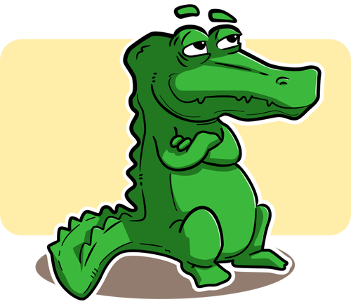 Векторное изображение скучно зеленый крокодил