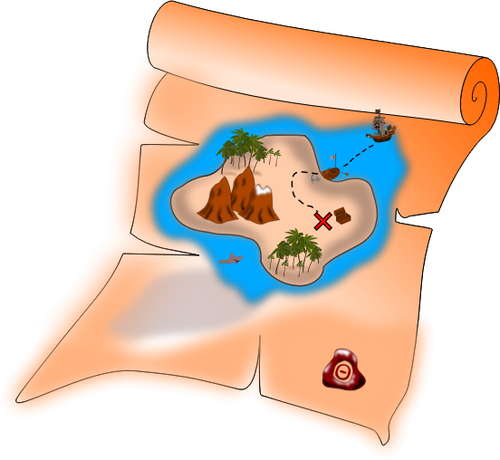 صورة متجهة لخريطة ورقة الكنز القديمة