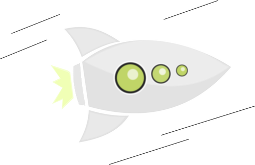 Vektorové grafiky létající raketa s zelených oken