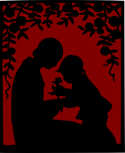 Мать и дитя пейзажи векторное изображение