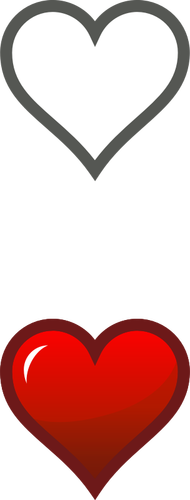 Desenho de dois ícones de coração com reflexão vetorial
