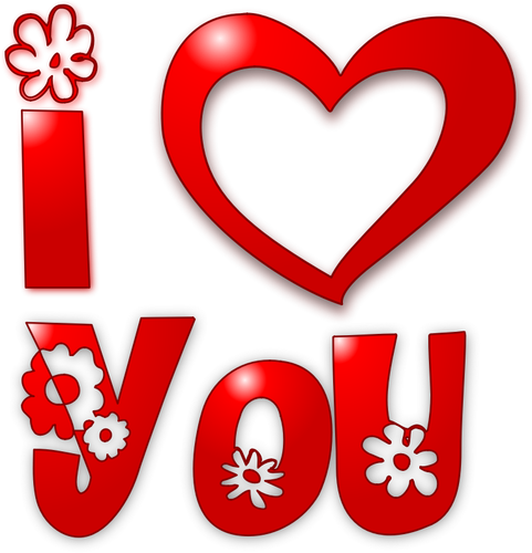Image of red floral I love you sign