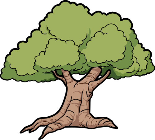 Векторная графика широкий корни дуба дерево
