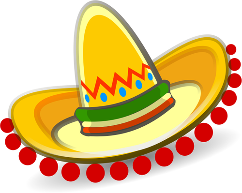 Meksiko sombrero dengan grafis vektor dekorasi merah