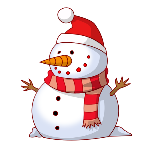 वेक्टर छवि लाल दुपट्टा के साथ snowman का