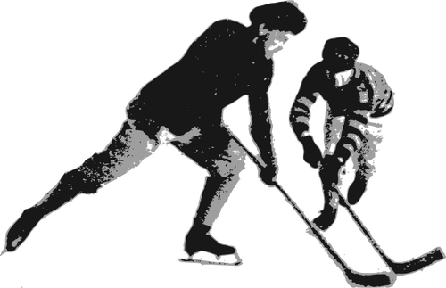 Vector graphics of ice hockey player couple