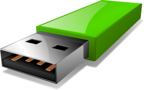 Kannettavan vihreän USB-muistitikun Vector ClipArt -kuva