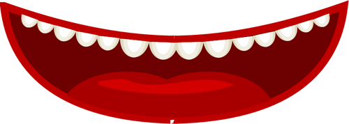 Vector de dibujo de la boca de rojo de estilo dibujos animados con dientes blancos