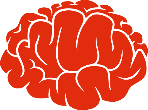 Silhueta vermelha de uma imagem de vetor de cérebro