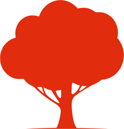 أحمر صورة ظلية الرسومات المتجهة من شجرة