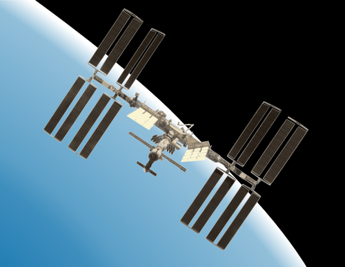 पृथ्वी वेक्टर चित्रण के साथ अंतर्राष्ट्रीय अंतरिक्ष स्टेशन
