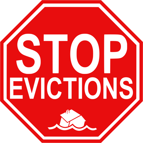 स्टॉप evictions सड़क पर हस्ताक्षर के सदिश ग्राफिक्स