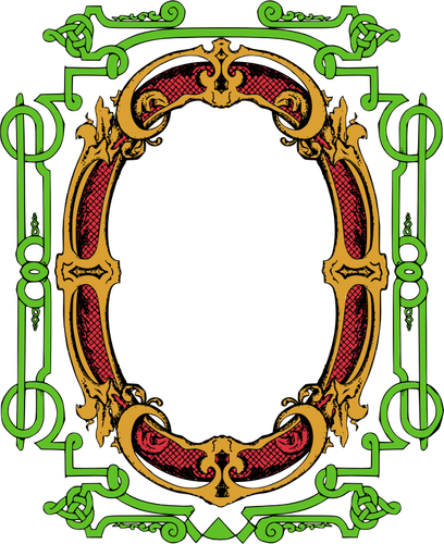 Clipart vetorial de frame ornamentado vermelho e verde