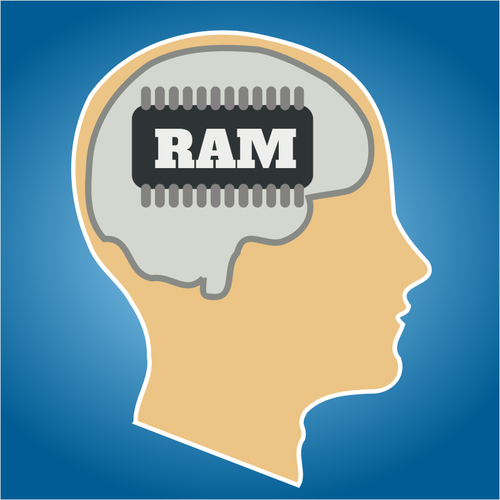 Vector illustration of human brain as RAM memory