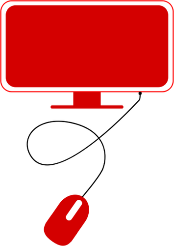 Красный современный компьютер значок вектора картинки