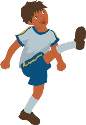 Vector image of young boy plays soccer