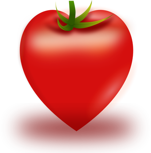 Ilustração em vetor de tomate em forma de coração