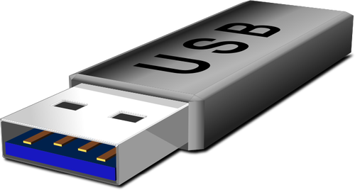 Vector clip art of grey USB flash stick