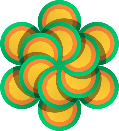 多色円作られた花のベクトル描画