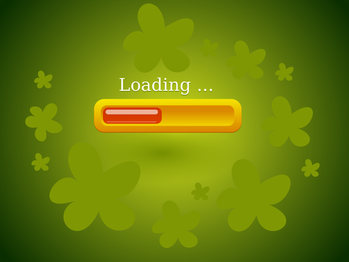 Vector illustration of green flowers game loader screen