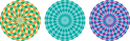 Tiga warna-warni pola lingkaran vektor ilustrasi