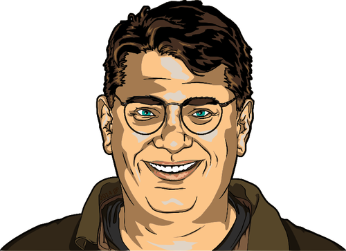 Přátelský chlapík s brýlemi s úsměvem vektorový obrázek