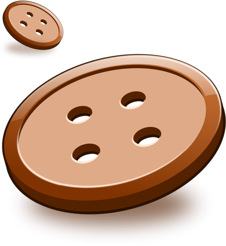 Immagine vettoriale di due pulsanti di cucito marrone